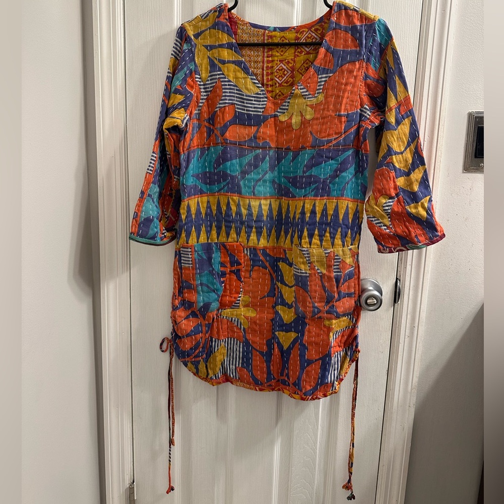 Renew Vintage Reversible Floral Kantha Tunic Dress